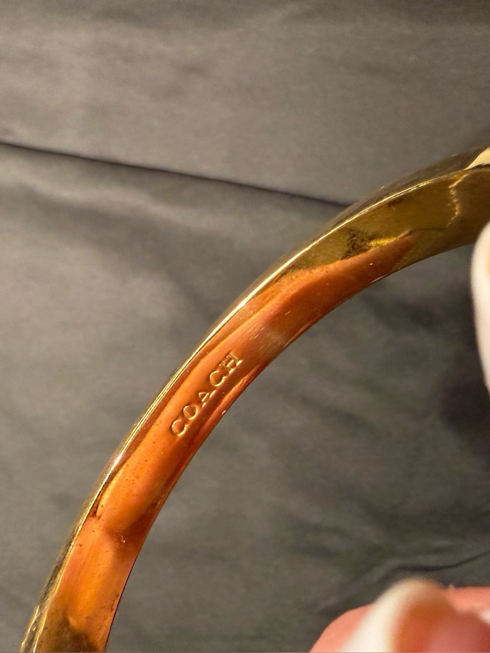 Coach Orange Enamel Signature C Hinged Bangle Bracelet Gold Tone - Picture 7 of 16